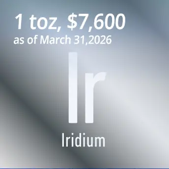 Iridium 1toz, $7,600 as of March 31, 2026
